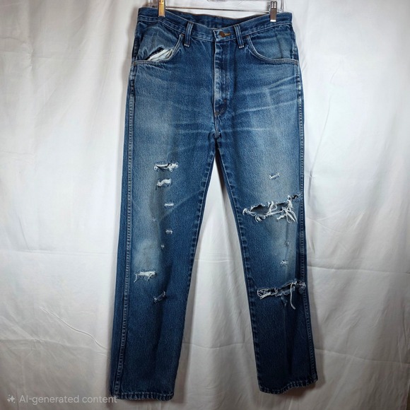 Rustler Other - Rustler Distressed Straight Leg Jeans Mens 32x32 Blue Denim Vintage Style